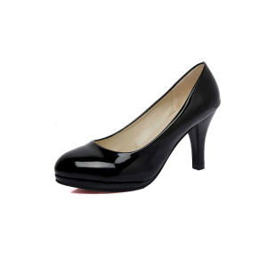Free Shipping Spring New Collection: Plus-Size High Heels Stiletto Heels Round-Toe Solid-Color Flats Shallow-Cut Patent Leather Mid-Heel Professional WomenS Shoes For The Office