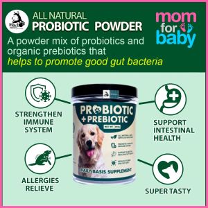 Max & Paw Pet Supplement Dog Supplement Probiotic - All Natural Probiotic Powder + Organic Prebiotic - 200g