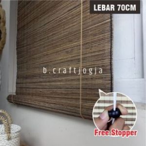 Kerai Tirai Gorden Gulung Lidi Tenun Motif Polos Lebar 70 Cm CUSTOM Kerajinan Tenun Jogja