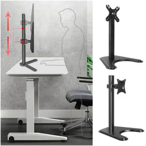 A5TG Đen Giá đỡ tay màn hình Giá đỡ  loại Thép Đế màn hình LCD Ổn định Đế lớn Giá đỡ màn hình cảm ứng Màn hình giám sát