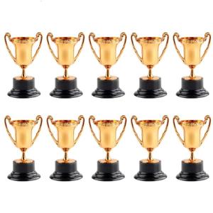 Little Plastic Gold Trophies for Theme Party Family Game Winner Reward Prize School Supplies Winner Cup 10PCS Kids Toy
