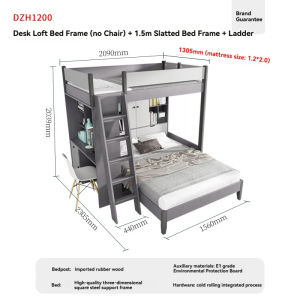 LXE 2m Loft Bed/ Staggered Bunk Bed Frame - with Storage Bed Frame Desk Wardrobe and Ladder Cabinet for Children and Adult Use