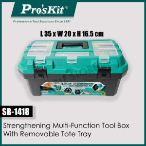 ProsKit SB-1418 14 ins 10KG Load Capacity Strengthening Multi-Function Tool Box With Removable Tote Tray