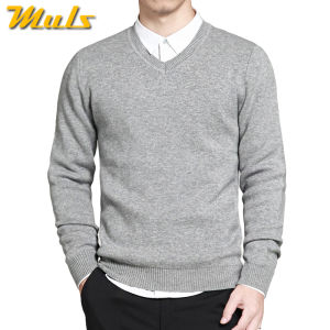 2026 Spring mens sweater pullovers Simple style cotton knitted V neck sweater jumpers Thin male knitwear Blue Red Black M-4XL