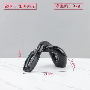 FFBH Transparent Glass Twisted Arch Ornament Gray Crystal Knot Cross-shaped Decorative Figurines Home Decoration Accessories 9T1N6