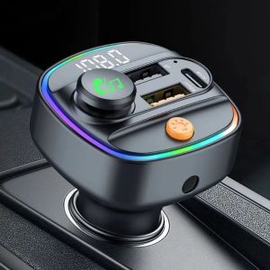 DZYSGY Colorful Atmosphere Light Bluetooth 5.3 FM Transmitter Digital Display USB Charger Car Radio Universal Type C Car Charger Car MP3 Player Power Adapter