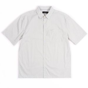 OASIS เสื้อเชิ้ตผู้ชาย กระเป๋าอก ลายทาง ทรงหลวม เสื้อเชิ้ต แขนสั้น เสื้อเชิ้ตชาย ผ้าคอตตอน 100% รุ่น MWSF-4672-L สีชมพู  ฟ้า  เทา  ขาว