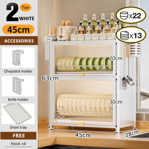 GSlife Carbon Steel Anti-Mold Dish Rack With Cover Kitchen Cabinet Plate Organizer Dish Drainer Shelves Countertop Kitchenware Multipurpose Rack