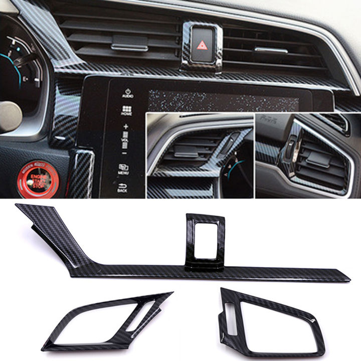 BETOP 3Pcs Carbon Fiber Dashboard AC Air Vent Outlet Cover Trim Frame ...