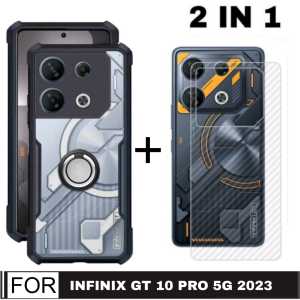 PROMO PAKET 2 INC 1 Case INFINIX GT 10 PRO 5G / HOT 12 PLAY / HOT 12 PLAY NFC Ultra Slim Shockproof Transparent Premium Softcase Anti Fall Cincin Rink
