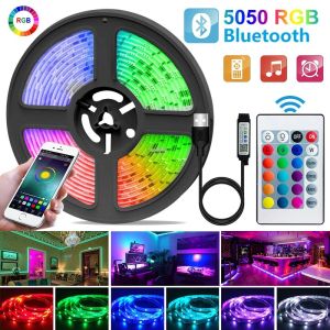 【In stock】Bluetooth LED Strip Lights Tape 30M Waterproof RGB 5050 20M 5M 10M SMD Luces Flexible Ribbon USB TV Background Tape Diode LED Christmas Night Light For Room