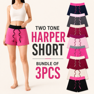 BUNDLE OF 3 PCS Harper Combi Shorts for Women Two Tone Knitted Stretchable Shorts For Women Regular To Plus Size Available Onhand