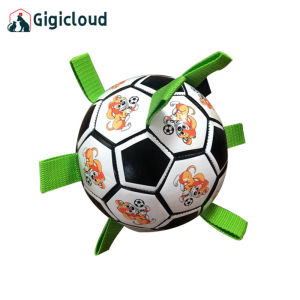 Gigicloud họa tiết cún cưng Bóng Đá Đồ chơi với dây thừng cắn kháng Đồ chơi nhai đa năng ngoài trời huấn luyện tương tác đồ chơi