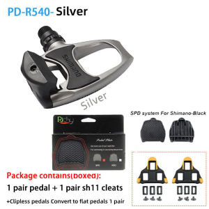 SHIMANO PD-R540 Road Bike Riding Self-Locking Pedal Lock with Yellow SH11 Anti-Slip Spikes for Bike Riding Road Bike Accessories Fast Shipping