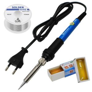 220V 60W Adjustable Temperature Soldering Iron Electric Welding Tool with Precision Tip for Repair Welding wire/0.88mm+rosin