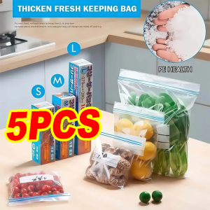 【5PCS】Fresh Keeping Bags Food Storage Bags Thicken Transparent Reusable Anti-Cross Smell Sealed Bag Reusable Pouch Food Storage Bags Refrigerator Leakproof Storage Bags For Food Storage Dry Frozen Bag COD