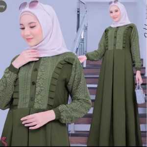 Dress Brukat Tile Premium Pesta Terbaru 2025 Gamis Pesta Mewah Bahan Cringkle Mix Brokat Timbul