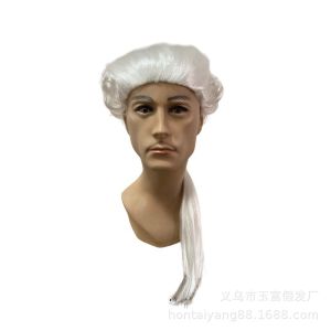 Male Baroque cosplay Masquerade colonial mens wig Lawyer and judge costume wig