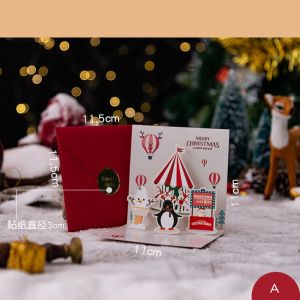 3D Folding Christmas Card Merry Christmas Blessing Postcard with Envelopes 2024 New Year Gift Thank You Cards Decoration