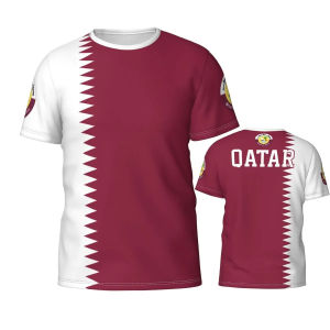[Local Stock] VCC Qatar Flag Emblem Graphic T Shirt for Men Clothing Katar Football Team Jersey Tee Shirts Wholesale Soccer Club Fans Gift T-shirt