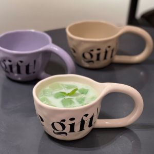 ANGY  Porcelain Ceramic Mug Korean Style Creative Tea Cup Large Capacity Portable Ceramic Coffee Mug Home Decoration