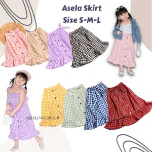(terlaris) asela skirt 2-10thn size sml/rok kotak/miniskirt