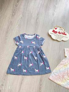 Váy thun tay ngắn lật lai VNXK bé gái