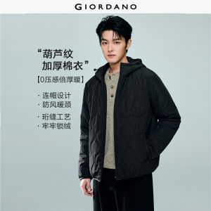 GIORDANO Men Jackets Windproof Hooded Wave Quilted Jackets Multi-Pocket Fashion Casual Warm Jackets 01075699