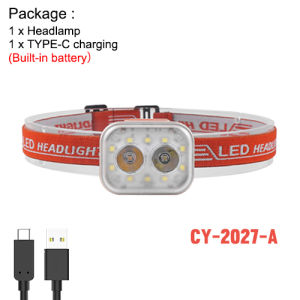 Asafee COB LED Headlight Waterproof Lamp Built-in Battery Torch Rechargeable Headlamp 180° Adjustable Flashlight Clip SOS Light