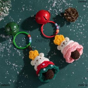 [COD] ZNPNXN 2026 Christmas Crochet Santa Claus Keychain Pendant Bag Charm Cute Handmade Plush Wool Knitted Ornament Christmas Gift