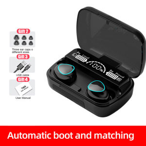 Kebidumei TWS Wireless Bluetooth 5.1 Sports Headphones 9D HiFi Stereo Earbuds HD Microphone Earphones Waterproof Earhook Earphones Headsets with Charging Box