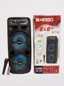 QS-222 2X8 16inch Super Bass Karaoke Portable Wireless Bluetooth Speaker Party LED Light Speaker With Mic
