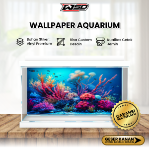 Background Aquarium Wallpaper Stiker Hiasan Dasar Aquascape Skotlet Sticker Vinyl Premium Tema Taman Laut