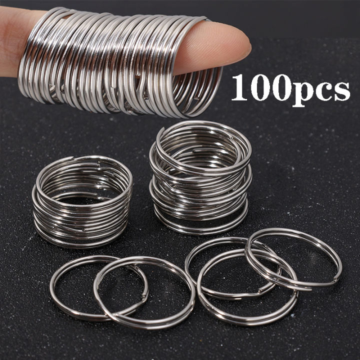 100pcs Silver Plated Keychain Split Rings Metal Keyring Keychain