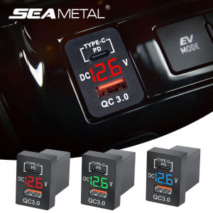 SEAMETAL Car Charger QC 3.0 PD USB Type C Car Sockets 12V-24V 5V 3A Fast Charging With LED Voltage Display for Toyota Series