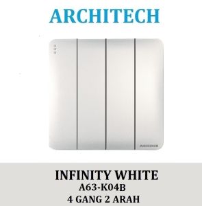 ARCHITECH SAKLAR STOP KONTAK INFINITY WHITE A63 ARCHITECH SAKLAR / SAKELAR / CETEKAN gabungan / saklar hotel architech / saklar lampu rumah / saklar minimalis gabungan