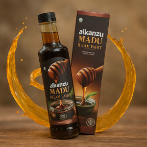 Madu Hitam Pahit Alkanzu plus Propolis | Madu Hitam Alkanzu 470 Gr