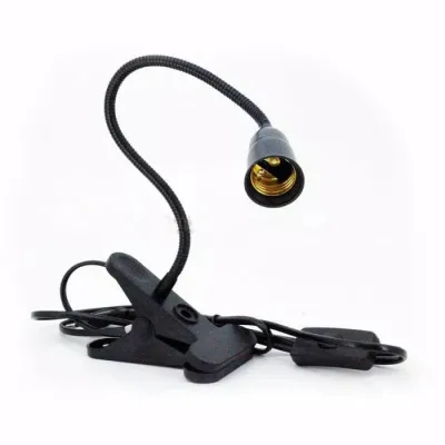lampu meja jepit fleksibel fiting E27 atau clamp fleksibel fitting e27 hitam dan putih