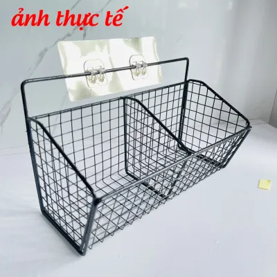 Kệ lưới sắt 3 ngăn gắn tường chất liệu thép không rỉ bền cứng cáp dùng đựng rau củ hành tỏi tiết kiệm không gian Tramanhshop