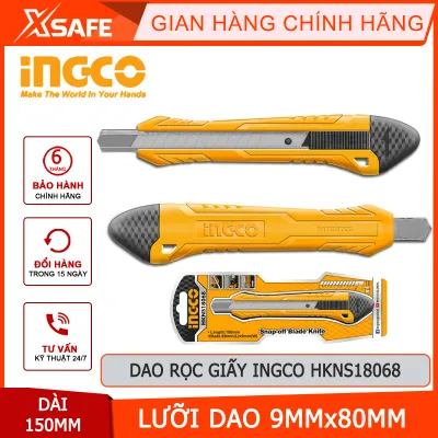 Dao rọc giấy INGCO HKNS18068 dao cắt giấy có chiều dài 150mm kích thước lưỡi 9mmx80mm sắc bén nhỏ gọn độ bền cao và an toàn khi sử dụng