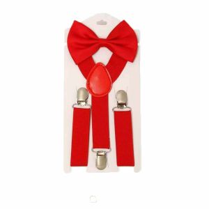 YOCKY Wedding Suit Hanging Adjustable Solid Color Strap Clip Performance For Girls Strap Suspenders Clips Bow Tie Tie Suspenders Set Hanging Pants Clip