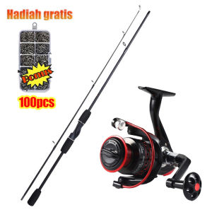 pancing 1 set lengkap kuat/jorang pancing kuat 50kg/joran set lengkap / Set Alat Pancing Murah /1.8M 2.1M Pancing Portabel 2 Bagian Pancing Spinning Fishing Rod Dan 5.2:1 Pancing Alat Gulungan Pancing Joran Pancing Senar Pancing Combos Set