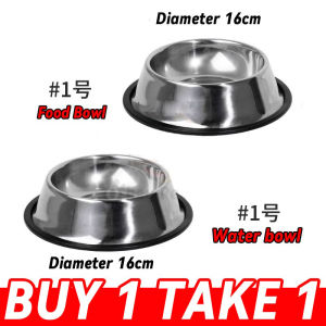 【Buy 1 take 1】Pet Dog Cat Thick Stainless Steel Non-slip Feeding Bowl Pet Water bowl Pet Supplies