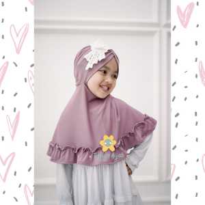 Jilbab Anak Syari Hiasan Renda Cantik Bahan Jersey Tebal Hijab Anak TK Kerudung Anak PAUD Jilbab Anak SD Kerudung Anak Sekolah