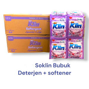 1 KARTON SOKLIN softergent bubuk powder 23 gram 10 Renceng 120pcs double parfume