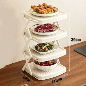 【SG】Kitchen Layered Storage Tray Folding 3-layer Plate Large Capacity Space saving Suitable for Food Preparation