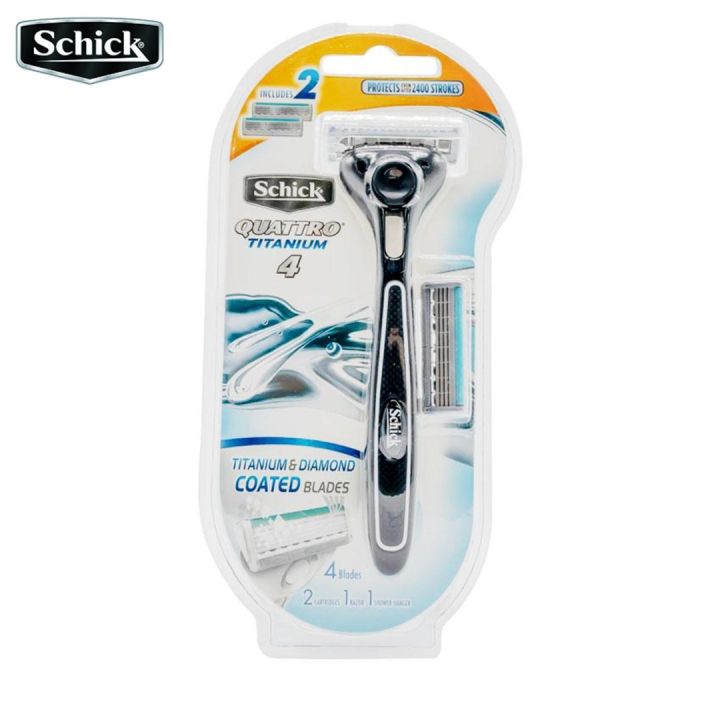 SCHICK Quattro Titanium Kit 2 Razor Grooming Shavers For MEN (Black ...