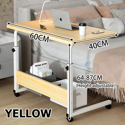 Adjustable Height Lifting Table with Wheel Bedside Laptop Table Portable Movable Computer Table Sofa Side Table