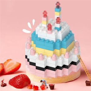 Nano Block Cake Gift Box Series Dengan Lampu LED Mainan Blok Balok Susun Building Bricks