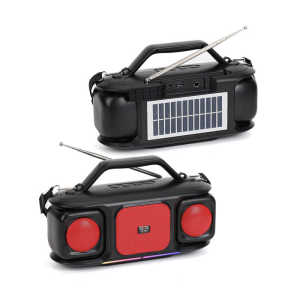 Ready Stock TO-458 15W solar energy LED light wireless BT speaker with FM radio TF/USB stereo woofer outdoor karaoke speaker